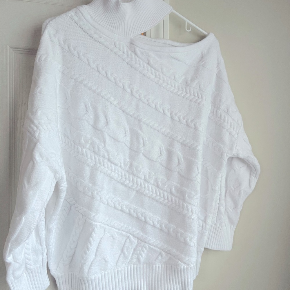 One-Shoulder White Sweater
